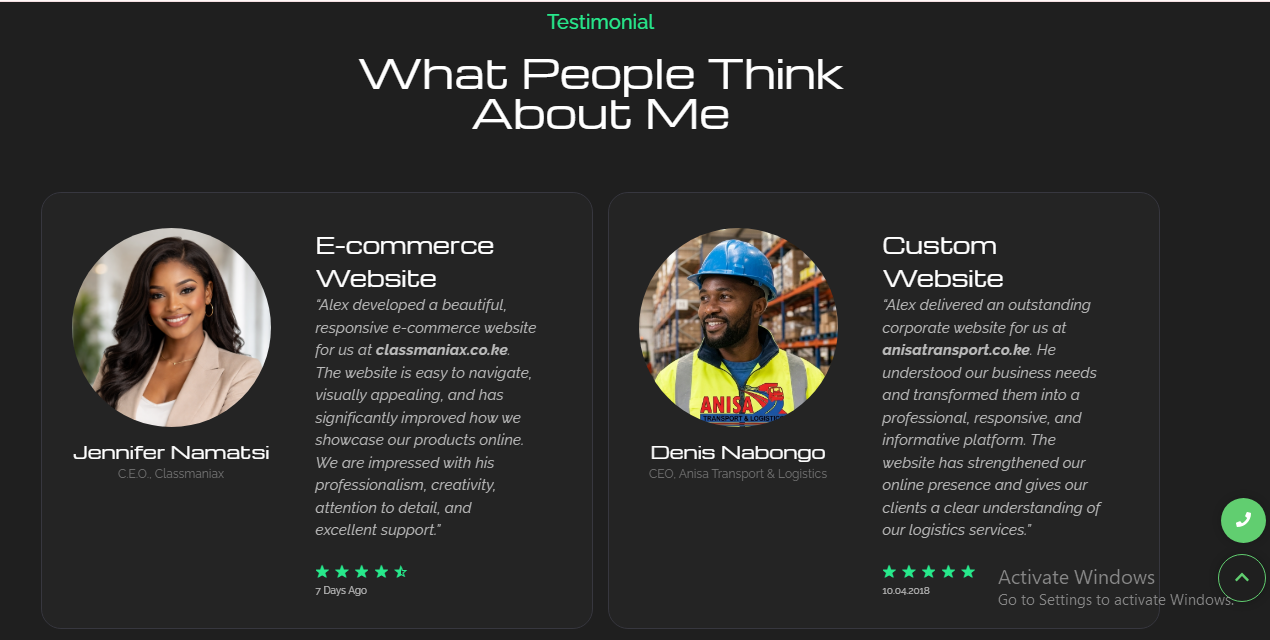 alex weyama web testimonials
